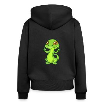 Cartoon Gecko montre que je t’aime - Sweat à capuche zippé Premium bio Femme - noir - Dos - Julia (174cm)