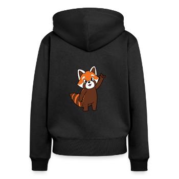 Cartoon Red Panda Shows I Love You - Women's Premium Organic Zip Hoodie - black - Back - Julia (174cm)