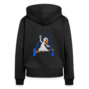 Aerial Silk Schwan - Frauen Premium Bio Zip Hoodie - Schwarz - Hinten - Julia (174cm)