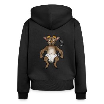 Zeichnung eines Kallikantzaros - Frauen Premium Bio Zip Hoodie - Schwarz - Hinten - Julia (174cm)