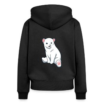 Kawaii Polarbär - Frauen Premium Bio Zip Hoodie - Schwarz - Hinten - Julia (174cm)