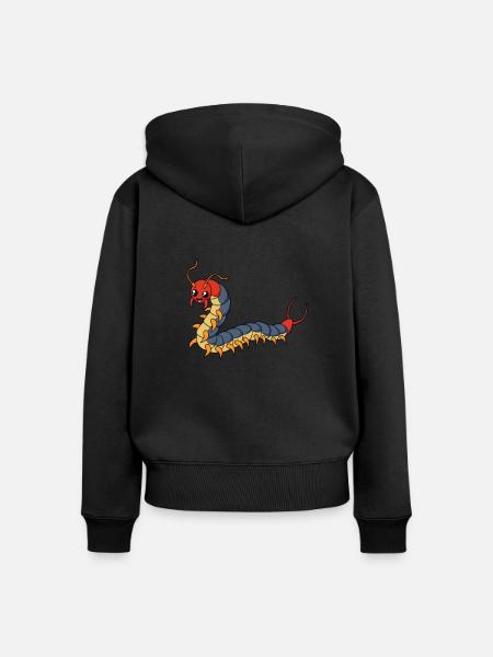 Kawaii Tausendfüßer - Frauen Premium Bio Zip Hoodie - Schwarz
