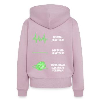 Contremaître électricien Électricien drôle Électriciens - Sweat à capuche zippé Premium bio Femme - rose poudré - Dos - Julia (174cm)