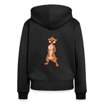Kawaii Erdmännchen - Frauen Premium Bio Zip Hoodie - Schwarz - Hinten - Julia (174cm)