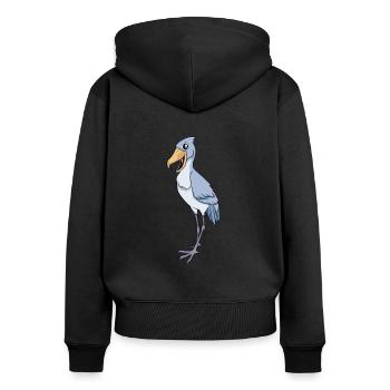 Kawaii Bec-en-sabot - Sweat à capuche zippé Premium bio Femme - noir - Dos - Julia (174cm)