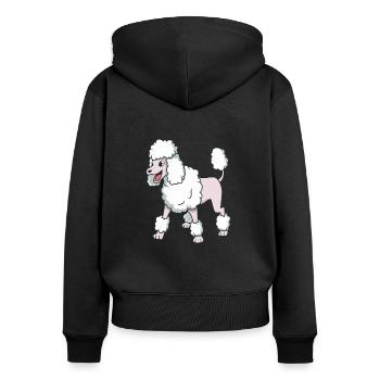 Kawaii Pudel - Frauen Premium Bio Zip Hoodie - Schwarz - Hinten - Julia (174cm)