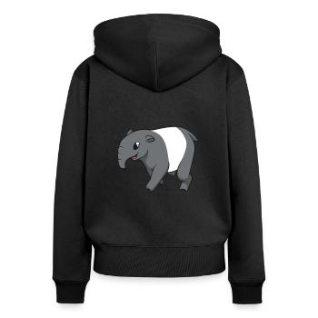 Kawaii Tapir - Frauen Premium Bio Zip Hoodie - Schwarz - Hinten - Julia (174cm)