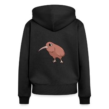 Kawaii Kiwi - Sweat à capuche zippé Premium bio Femme - noir - Dos - Julia (174cm)