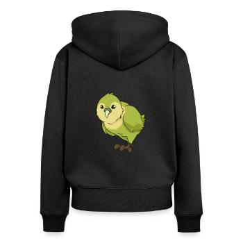 Kawaii Kakapo - Frauen Premium Bio Zip Hoodie - Schwarz - Hinten - Julia (174cm)