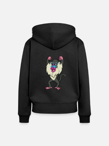 Kawaii Mandrill - Frauen Premium Bio Zip Hoodie - Schwarz