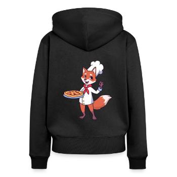 Fuchs is a pizza maker - Women's Premium Organic Zip Hoodie - black - Back - Julia (174cm)