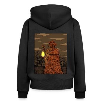 Plague doctor with plague mask - Drawing of the plague doctor - Women's Premium Organic Zip Hoodie - black - Back - Julia (174cm)