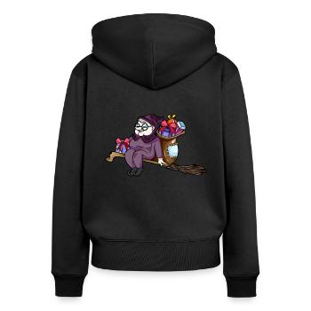 Reitet auf dem Besen - Befana - Frauen Premium Bio Zip Hoodie - Schwarz - Hinten - Julia (174cm)