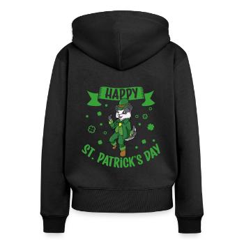 St Patrick's Badger - Happy St Patrick's Day - Women's Premium Organic Zip Hoodie - black - Back - Julia (174cm)