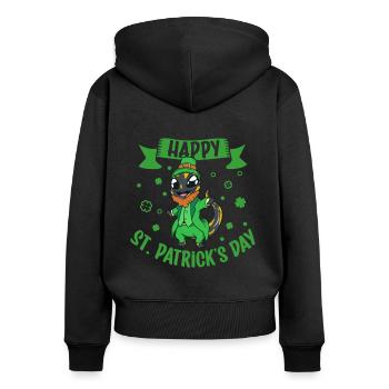 St Patrick's Salamander - Happy St Patrick's Day - Women's Premium Organic Zip Hoodie - black - Back - Julia (174cm)