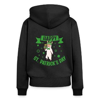 St Patrick's Lama - Happy St Patrick's Day - Women's Premium Organic Zip Hoodie - black - Back - Julia (174cm)