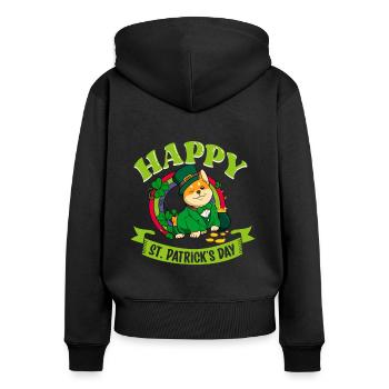 St Patrick's Corgi - Happy St Patrick's Day - Women's Premium Organic Zip Hoodie - black - Back - Julia (174cm)