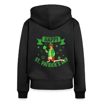 St Patrick's Kangaroo - Happy St Patrick's Day - Women's Premium Organic Zip Hoodie - black - Back - Julia (174cm)