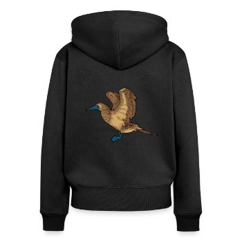 Zeichnung eines Blaufußtölpel - Frauen Premium Bio Zip Hoodie - Schwarz - Hinten - Julia (174cm)