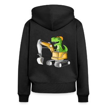TREX fährt Bagger - Baggerfahrer - Frauen Premium Bio Zip Hoodie - Schwarz - Hinten - Julia (174cm)