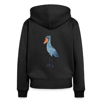 Dessin d’un bec-chaussure - Sweat à capuche zippé Premium bio Femme - noir - Dos - Julia (174cm)