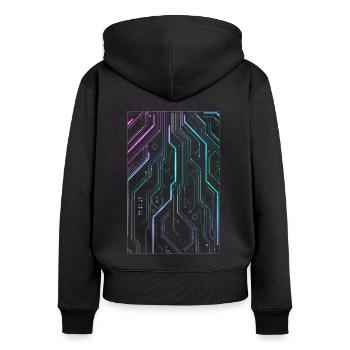 Cyber Vaporwave Esthétique Futuriste - Sweat à capuche zippé Premium bio Femme - noir - Dos - Julia (174cm)