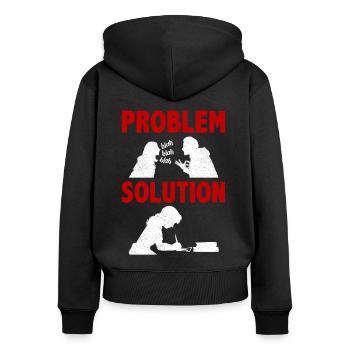 Écriture romanesque Narrative Problème Solution - Sweat à capuche zippé Premium bio Femme - noir - Dos - Julia (174cm)