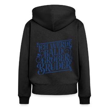 Ich werde bald großer Bruder - Frauen Premium Bio Zip Hoodie - Schwarz - Hinten - Julia (174cm)
