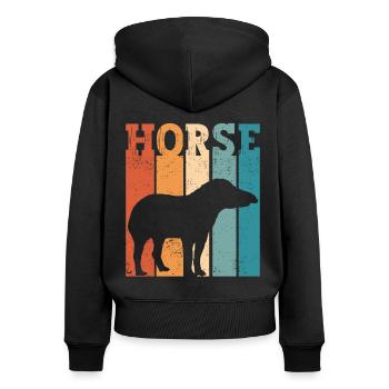 Ex Mormonen Tapir Pferd LDS Retro Exmo - Frauen Premium Bio Zip Hoodie - Schwarz - Hinten - Julia (174cm)