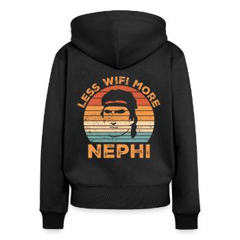 Lustiger Mormonen-Missionar LDS - Frauen Premium Bio Zip Hoodie - Schwarz - Hinten - Julia (174cm)