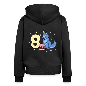 With Wolf - Children's Birthday 8 Years - Women's Premium Organic Zip Hoodie - black - Back - Julia (174cm)