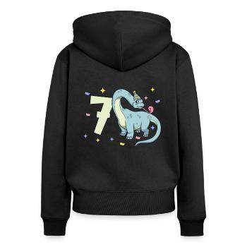With Brachiosaurus - Children's Birthday 7 Years - Women's Premium Organic Zip Hoodie - black - Back - Julia (174cm)