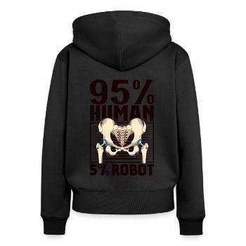 5 % de robot - chirurgie de la hanche - Sweat à capuche zippé Premium bio Femme - noir - Dos - Julia (174cm)