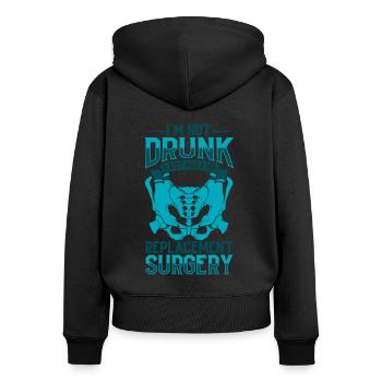 Je ne suis pas ivre - Chirurgie de la hanche - Sweat à capuche zippé Premium bio Femme - noir - Dos - Julia (174cm)