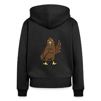 Kawaii Steinadler - Frauen Premium Bio Zip Hoodie - Schwarz - Hinten - Julia (174cm)