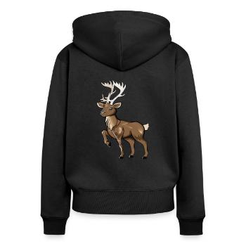 Kawaii Rentier - Frauen Premium Bio Zip Hoodie - Schwarz - Hinten - Julia (174cm)