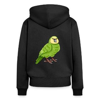 Kawaii Kakapo - Frauen Premium Bio Zip Hoodie - Schwarz - Hinten - Julia (174cm)