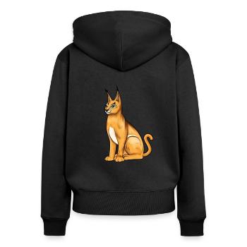 Kawaii Wüstenluchs - Frauen Premium Bio Zip Hoodie - Schwarz - Hinten - Julia (174cm)