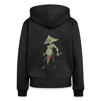 Kallikantzaros - Frauen Premium Bio Zip Hoodie - Schwarz - Hinten - Julia (174cm)