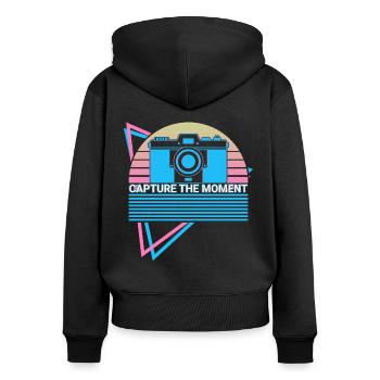 Kamera Fotografie Fotograf Retro - Frauen Premium Bio Zip Hoodie - Schwarz - Hinten - Julia (174cm)