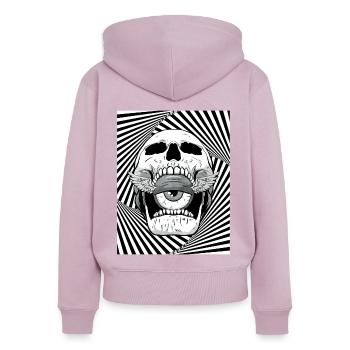 Weirdcore Aesthetic Skull Eyeball Wings - Women's Premium Organic Zip Hoodie - dusky pink - Back - Julia (174cm)