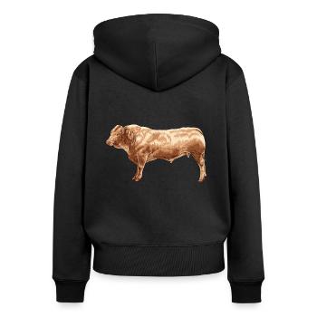 Drawing of a Charolais cow - Women's Premium Organic Zip Hoodie - black - Back - Julia (174cm)