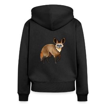 Drawing of a bat-eared fox - Women's Premium Organic Zip Hoodie - black - Back - Julia (174cm)