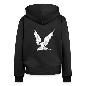 Zeichnung einer Küstenseeschwalbe - Frauen Premium Bio Zip Hoodie - Schwarz - Hinten - Julia (174cm)