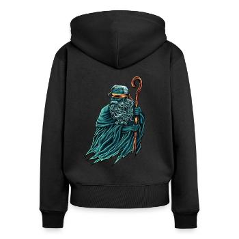 Le prophète aveugle Tirésias - Sweat à capuche zippé Premium bio Femme - noir - Dos - Julia (174cm)