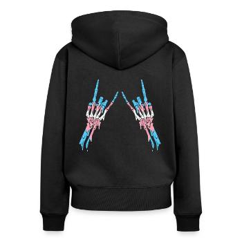 Transgender Pride Trans Flag Devil Horn Skeleton - Women's Premium Organic Zip Hoodie - black - Back - Julia (174cm)