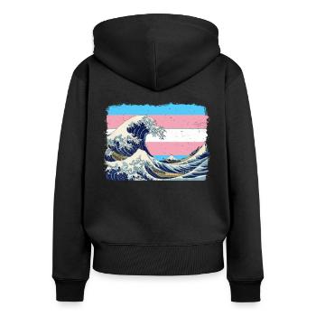 Transgender Pride Trans Flag - Women's Premium Organic Zip Hoodie - black - Back - Julia (174cm)