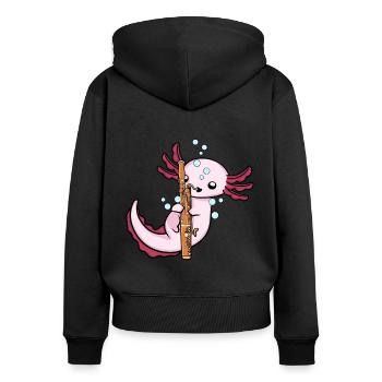 Axolotl Fagott Musikinstrument Big Band Oboe - Frauen Premium Bio Zip Hoodie - Schwarz - Hinten - Julia (174cm)