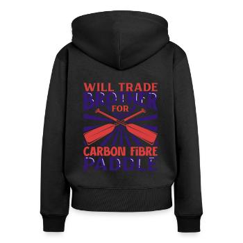 Handle Bruder für Carbon Paddel - Drachenboot - Frauen Premium Bio Zip Hoodie - Schwarz - Hinten - Julia (174cm)