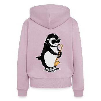 Bassklarinette Pinguin Big Band Kinder Orchester - Frauen Premium Bio Zip Hoodie - Altrosa - Hinten - Julia (174cm)